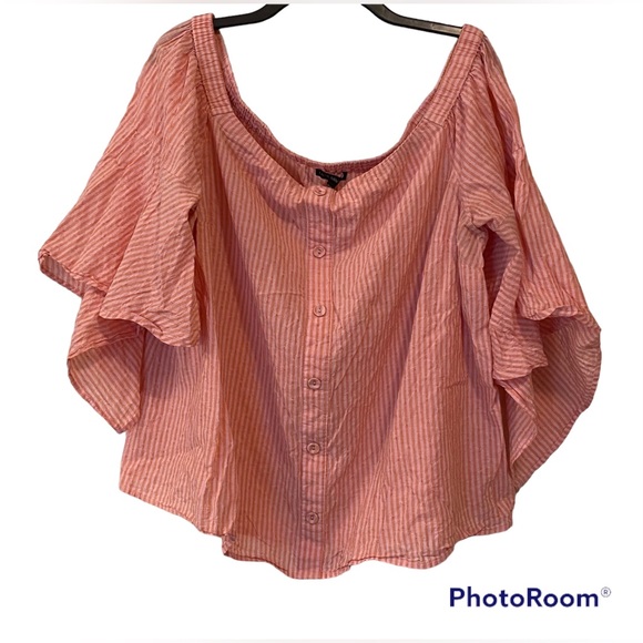 Lane Bryant Striped, Off the Shoulder top, SZ 18/20 - Picture 1 of 6